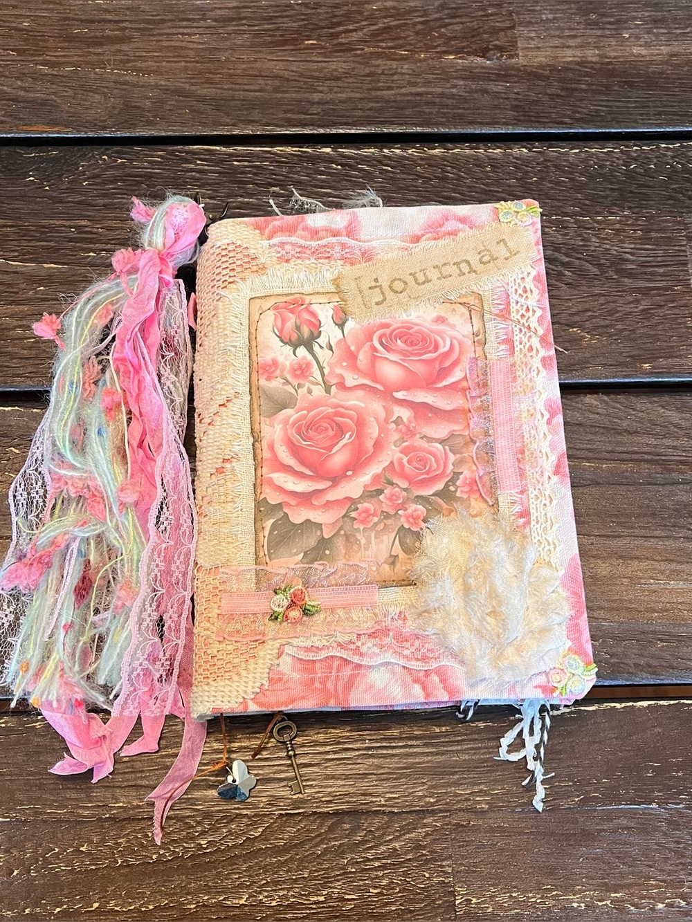 Pink Floral Junk Journal Feminine Girly Flowers Roses Softcover Decorated 3 Sig